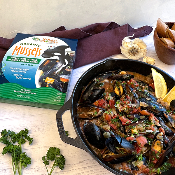 Mussels in a White Wine, Tomato, & Caper Sauce