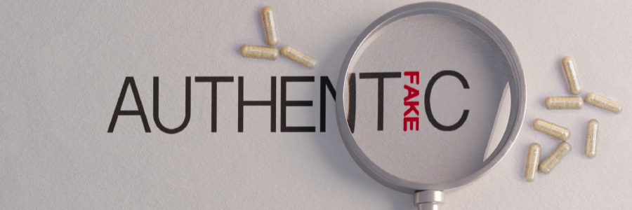 Magnifying glass over supplements